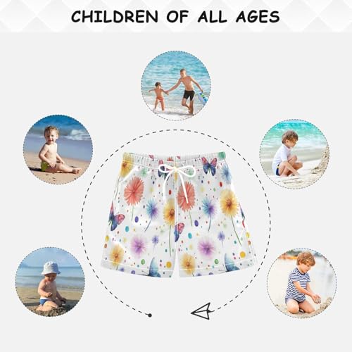 Dandelions Butterfly Boys Swim Trunks Toddler Beach Board Shorts Quick Dry Kids Swimwear Bathing Suits M4