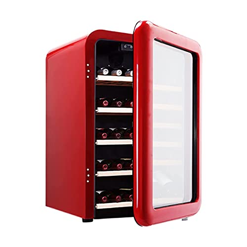 Mini Fridge 22" Wine Cooler Refrigerator - 49 Bottle Wine Fridge with Stainless Steel Refrigerator& Double-Layer Tempered Glass Door and Temperature Memory Func