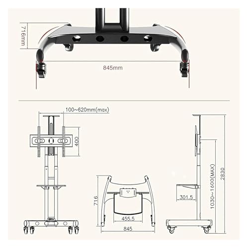 Soporte móvil para TV con ruedas y ajuste de altura miniatura 2