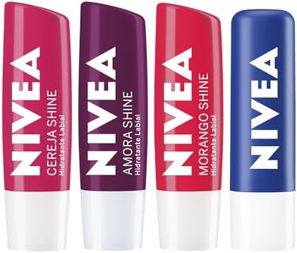 NIVEA KIT Hidratante Labial Original Care (4,8g) + Amora Shine (4...