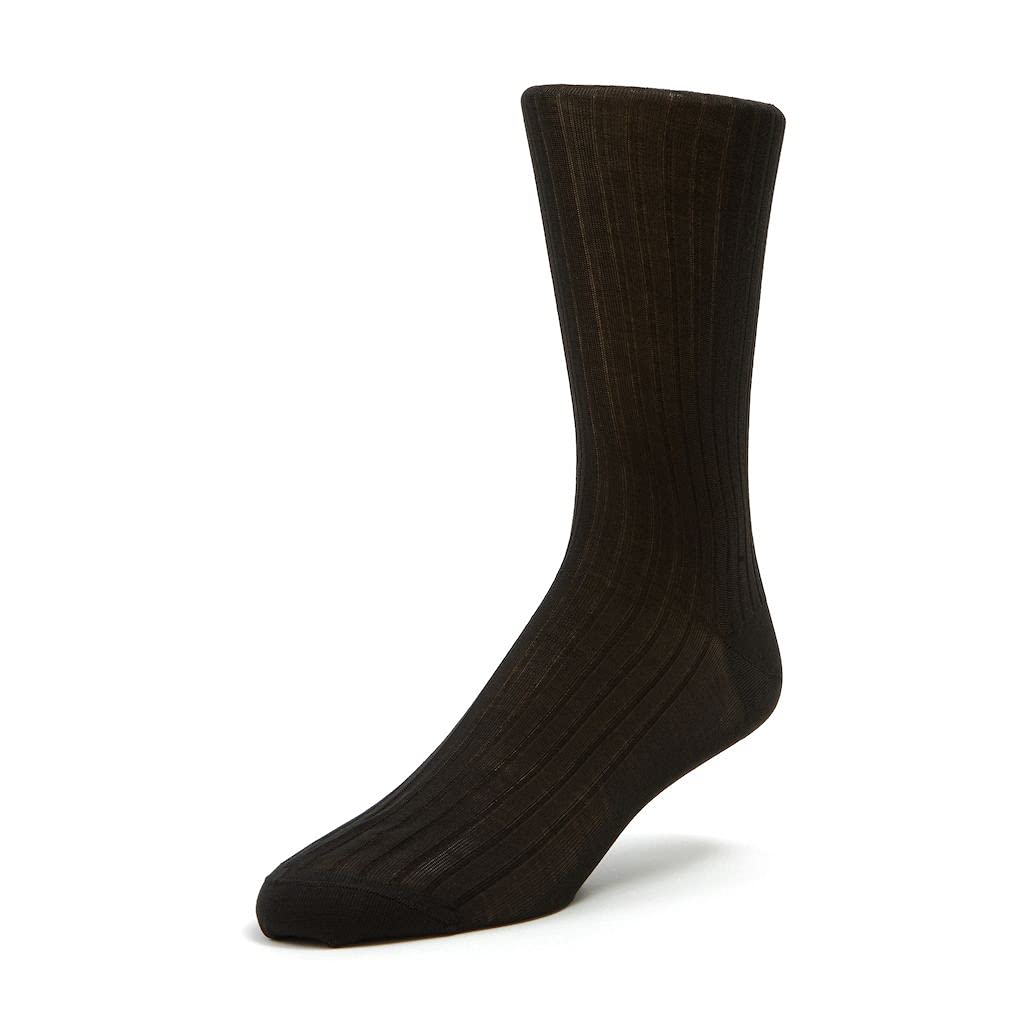 Bresciani Mid-Calf Ribbed Egyptian Cotton Men's Italian Dress Socks