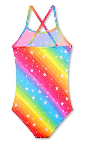 Image of Girls' Sparkle One-Piece Swimsuit 4-12Y Adjustable Crossback Straps Shimmer Bathing Suit for Beach Pool