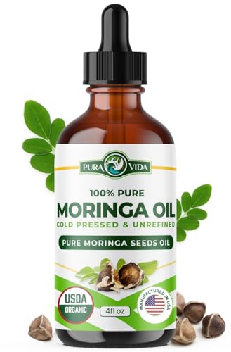 100% Pure Moringa Oil Organic for Face, Hair, Nails and Dry Skin – USDA Certified Single Origin Moringa Oleifera Seeds Extract – 3rd Party Tested, Cold Pressed & Unrefined Organic Moringa Seed Oil