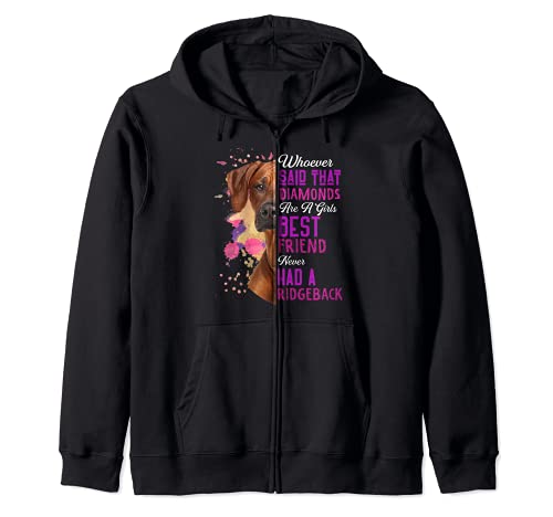 Rhodesian Ridgebacks Dogs Are A Girls Best Friend Dog Funny Zip Hoodie, Black