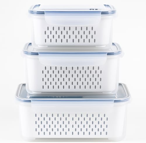 Kit 3 Potes Herméticos Organizadores p/Geladeira | Trava + Vedaçã...