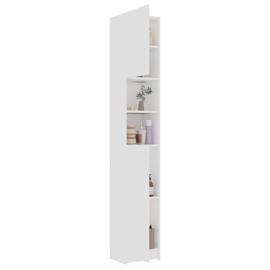 pedkitBathroom Cabinet White, Tallboy Cabinet Bathroom Storage Shelf Organizer Cupboard 32x25.5x190 cm Chipboard