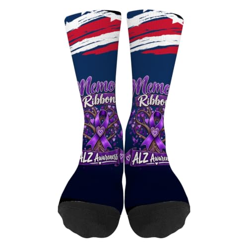 Memory Ribbon ALZ Awareness Alzheimer's Disease Socks for Grandma