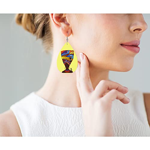 African Woman Woman Earrings, Beautiful African Woman Portrait Lightweight Leather Dangle Teardrop Earrings Jewelry For Ladies Friends4