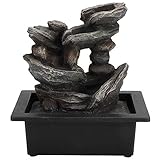 Fuente de Agua Mesa Interior Fuentes Decorativas de Agua Cascadas Feng Shui Fuente de Relajación Iluminada Fuente de Meditación Zen con Luz LED y Bomba de Agua para Casa Oficina Dormitorio(#2)