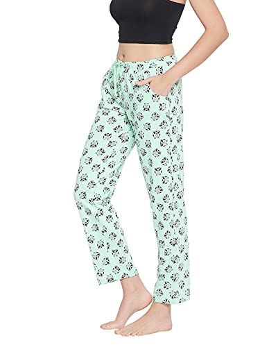 Image of Clovia Women's Cotton Owl Print Pyjama - Green