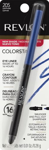 Image of REVLON ColorStay Pencil Waterproof Eyeliner, Smudge-Proof, Eye Makeup with Built-In Sharpener, Packaging May Vary, 205 Sapphire, 0.01 oz (Pack of 2)