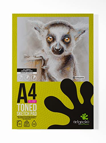 Artgecko Pro Toned Grey Sketchpad A4 Portrait - 30 Sheets 200gsm, 210 x 297 mm