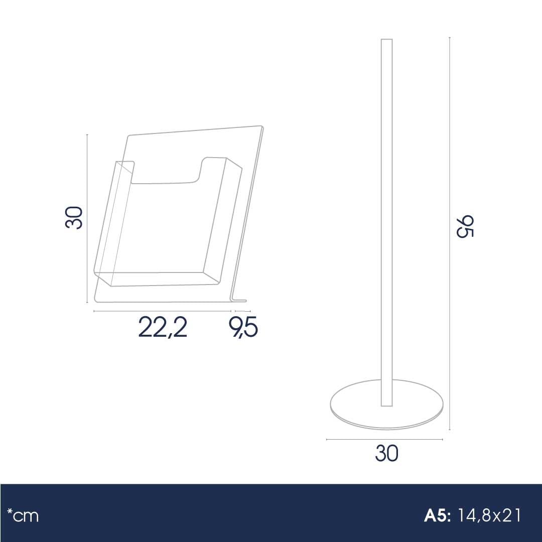 Danieli - Porta Depliant da Terra in Acrilico Trasparente A5 con 1 tasca, per Riviste e Brochure. Porta Volantini Resistente da Utilizzare come Espositore per Ufficio e Negozi. (Alluminio Silver)