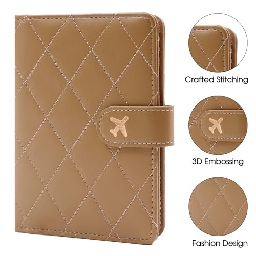 Image of Melsbrinna Premium Leather Passport Holder Covers Case, Waterproof Rfid Blocking Travel Wallet Passport Holder with Pen Holder, Cute Passport Book for Women /Men