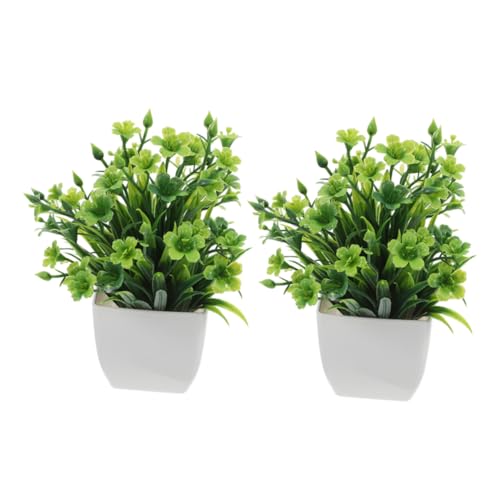 HAPINARY Plantas Artificiales Decorativas De Interior 2 Pcs Pequeñas Macetas De Bonsái Simuladas con Hojas Verdes para Decoración De Mesa y Espacios En Casa u Oficina