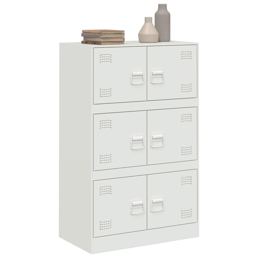 Credenza bianca 67 x 39 x 107 cm in acciaio con 6 ante