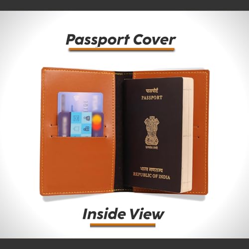 Image of Personalized Wallet, Keychain and Passport Combo | Personalized Wallet Keychain Passport Set with Name Printed Keychains Passports for Men | Customised Gift Set for Men with Name & Charm, Tan