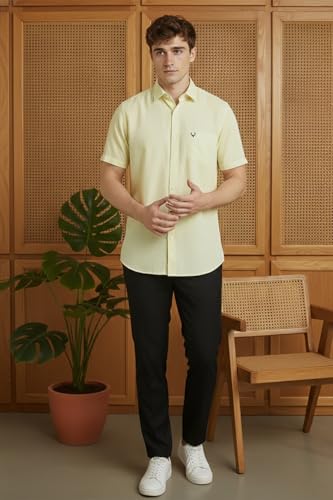 Image of Allen Solly Men's Linen Casual Shirt | Solid | Half Sleeve | Breathable Premium Linen | Summer & Vacation Wear