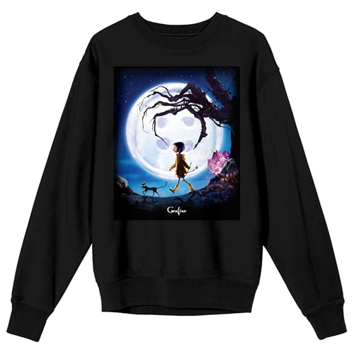 Bioworld Coraline - Coraline Poster on black Adult Crew Neck Sweatshirt