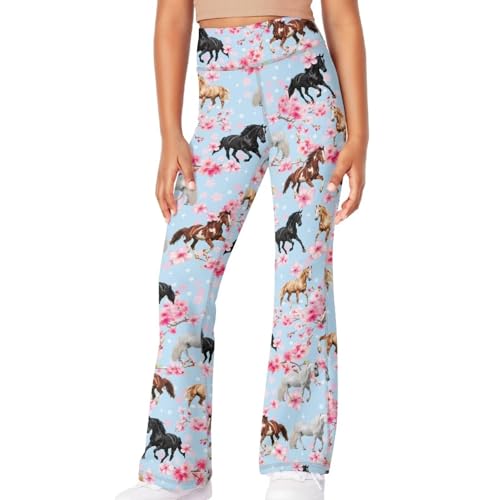 Image of Girls Flare Leggings Cute Bell Bottoms for Teen Girls Wide Leg Sweatpants for 5-14 T