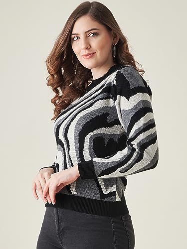 Image of Modeve Animal Print Round Neck Casual Women Sweater||Winterwear||