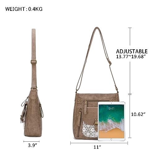 Image of Crossbody Bags for Women Medium PU Leather Multi Pocket Shoulder Purses