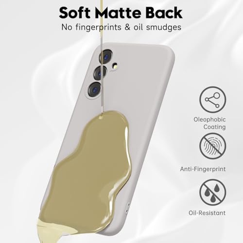 Image of DIZORO Microfiber Candy Case for Samsung A35 5G Smooth Touch Cushion Liquid Soft Silicone Gel Rubber Phone Cases Non-Slip Full Body Protective Shockproof Back Cover - Titanium