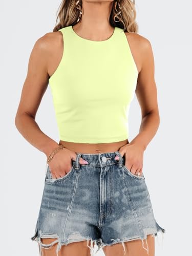 Image of EFAN Womens Sexy Sleeveless Double Lined Crop Tops Workout Cute Tight Racerback Tank Tops Summer Clothes Teen Girls 2025