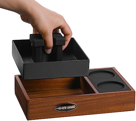 MHW-3BOMBER Espresso Tamping Station Wooden Espresso Knock Box and Tamp Station 51/54/58mm Coffee Portafilter Holder Espresso Tamper Stand Small for Home Kitchen CH5434 MHW-3BOMBER Espresso Tamping Station Wooden Espresso Knock Box and Tamp Station 51/54/58mm Coffee Portafilter Holder Espresso Tamper Stand Small for Home Kitchen CH5434