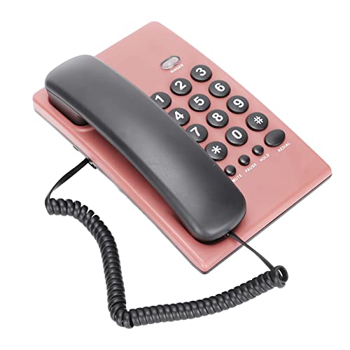 Yunseity Schnurgebundenes Telefon, Festnetztelefon, Festnetztelefon, Batteriefrei, Einzigartige Farbe, Festnetztelefone für das Büro für Zuhause(Rosa)