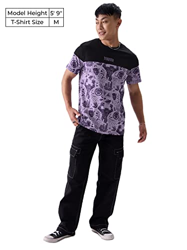Image of The Souled Store Official Marvel: Wakanda Forever Colourblock Men and Boys Regular fit Graphic Printed Half Sleeve Cotton Multicolored Men T-Shirts
