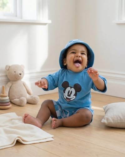 Disney Mickey Mouse Infant Baby Boys T-Shirt Shorts and Hat 3 Piece Blue 24 Months - image 2