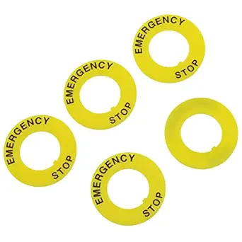 E-outstanding 5 Pcs Push Button Switch Emergency Stop Sign Emergency Stop Ring Gasket for Push Button Switch Replacement, 22x40mm Yellow