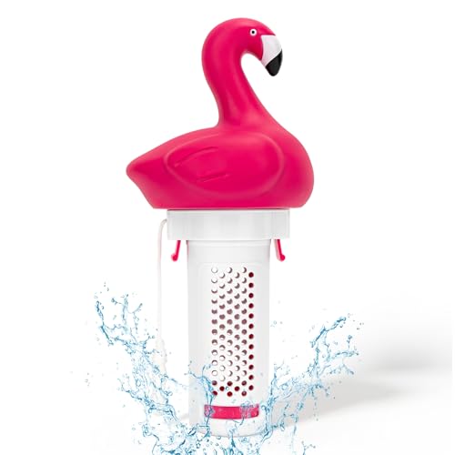 KGC Flotteur de Piscine, Flamingo Distributeur de Chlore Flottant Smaler Compatible comprimés de Chlore de 2,5 cm Flotteur doseur pour Bains à remous, spas,...