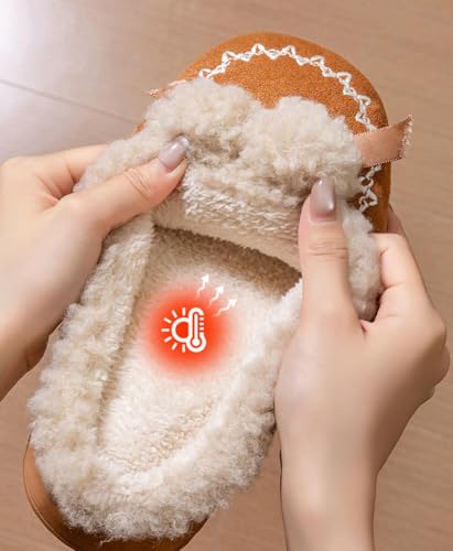 Niction Women's Slippers Fuzzy Cozy Indoor and Outdoor Mules Furry Warm House Slippers Cute Female Cute Fluffy Bow Slip on Shoes3