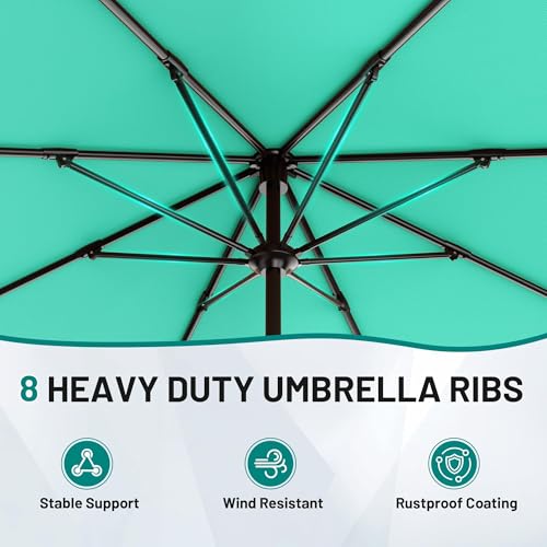 Image of AreShark 12 FT Patio Umbrella for Outdoor, Outdoor Table Umbrella with Crank, Outdoor Patio Umbrellas with 8 Sturdy Ribs, Patio Umbrellas for Market, Garden, Pool (Aqua Sky)