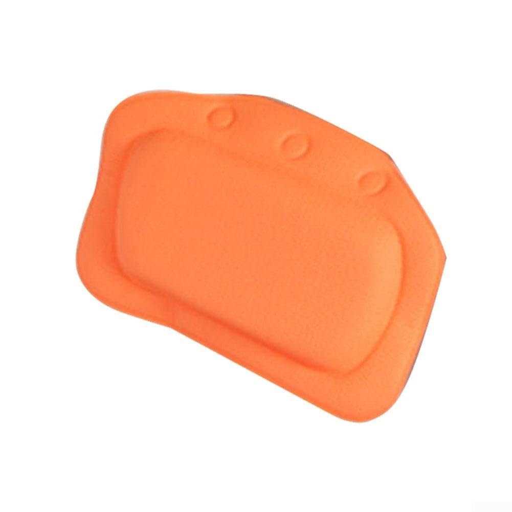 Bath Pillow with Strong Suction Cups - Waterproof for PVC Bathtub Headrest for Neck and Back Support, Quick-Drying(Orange)