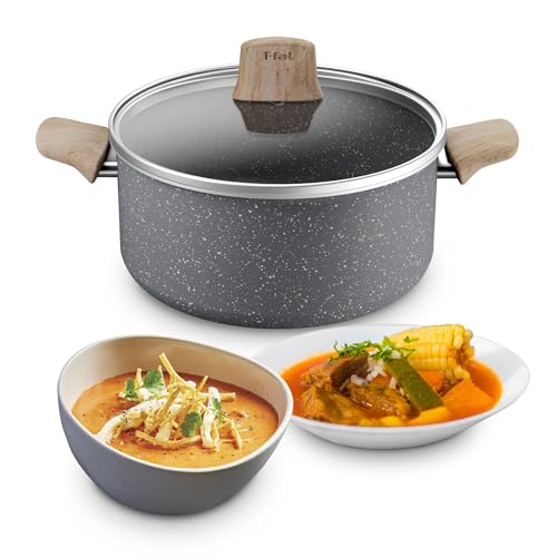 El Mejor Listado de Ollas Express Tefal los más recomendados. 46 T-fal Olla 24cm con tapa, Healthy Cook, con Antiadherente Mineralia para un perfecto deslizamiento, Hecho en Francia, con Termo-Señal, B7014682