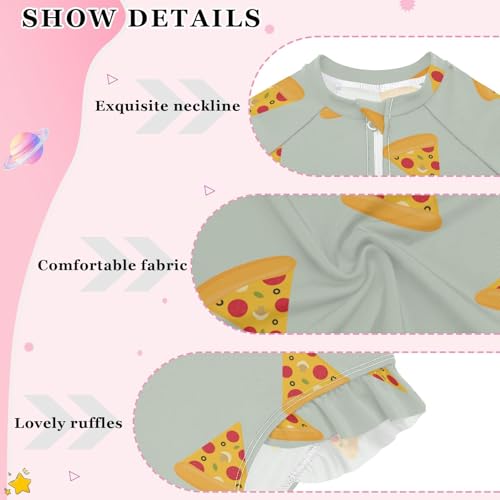 Pizza Baby Toddler Girl Long Sleeve Ruffle Swimsuit One Piece Zipper with UPF 50+4