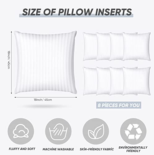 Preboun 8 Pack 18 X 18 Inch Throw Pillow Inserts Bedding Pillow Insert White Square Stuffer Decorative Couch Decorative Pillow Inserts Soft Plump Cushion Inner For Indoor Bedroom Home Bedroom Decor #TOP1
