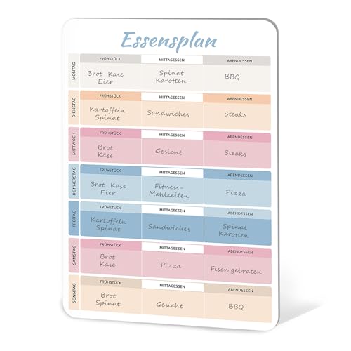 BIROYAL A4 Essensplaner Wochenplaner Abwischbar - Wochenplaner Magnetisch - Magnetisch Woche Menüplaner - Magnettafel Kühlschrank für Familie Frühstück, Mittagessen, Abendessen - 21x30cm