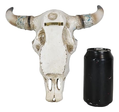 Ebros Gift Western Turquoise Floral Horned Cow Skull Wall Decor Plaque Sculpture Wildlife Bisons Bulls Spirit Totem Accent Sculpture thumb #6