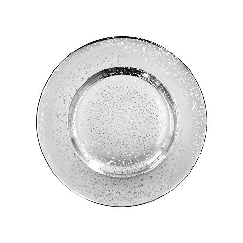 Plato decorativo de vidrio ChargeIt by Jay 13” plateado