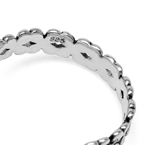 Silvershake 925 Sterling Silver Flower Floral Stack/Stackable Solitaire Eternity Band Ring Jewelry for Teens or Women4