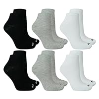 MASH Kit 6 Pares Meias Cano Curto Sapatilha Algodão Unissex Adulto, 2 Branca - 2 Cinza - 2 Preto, 39-44
