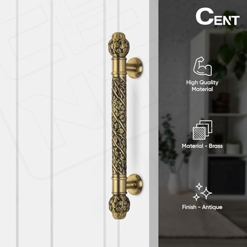 Image of CENT Full Brass 18 Inch Dynamic Door Handle for Main Door, Bedroom Door Handle for Wooden, Glass Door, Pull-Push Door Handle for Home, Office, Hotel-Pack of 1 | Antique Finish