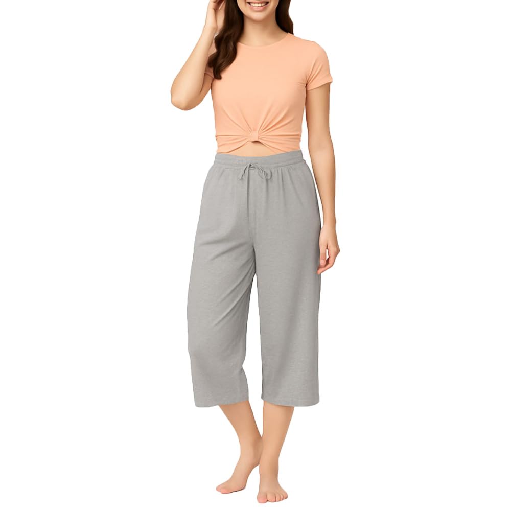 Womens Casual Cotton 3/4th Capri For Girls Single Pack Grey-picture-14