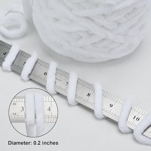 Image of INNDUN Blanket Yarn 8 Pack of 100g /3.5oz - White Chenille Yarn 6 Super Bulky - Knitting, Crocheting & Crafts Chunky Yarn