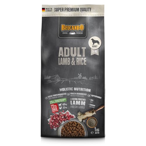 Belcando Adult Lamb & Rice Hundefutter | Trockenfutter für empfindliche Hunde | Alleinfuttermittel für ausgewachsene Hunde ab 1 Jahr (1 kg neu)