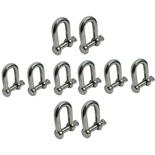 10 PC 5/32'' Marine Stainless Steel Chain D Type Rigging Bow Shackle 150 Lb